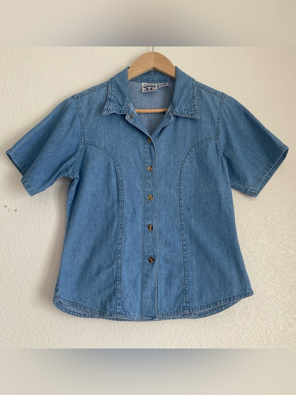 Vintage G.S. Denims short sleeve button down shirt, S